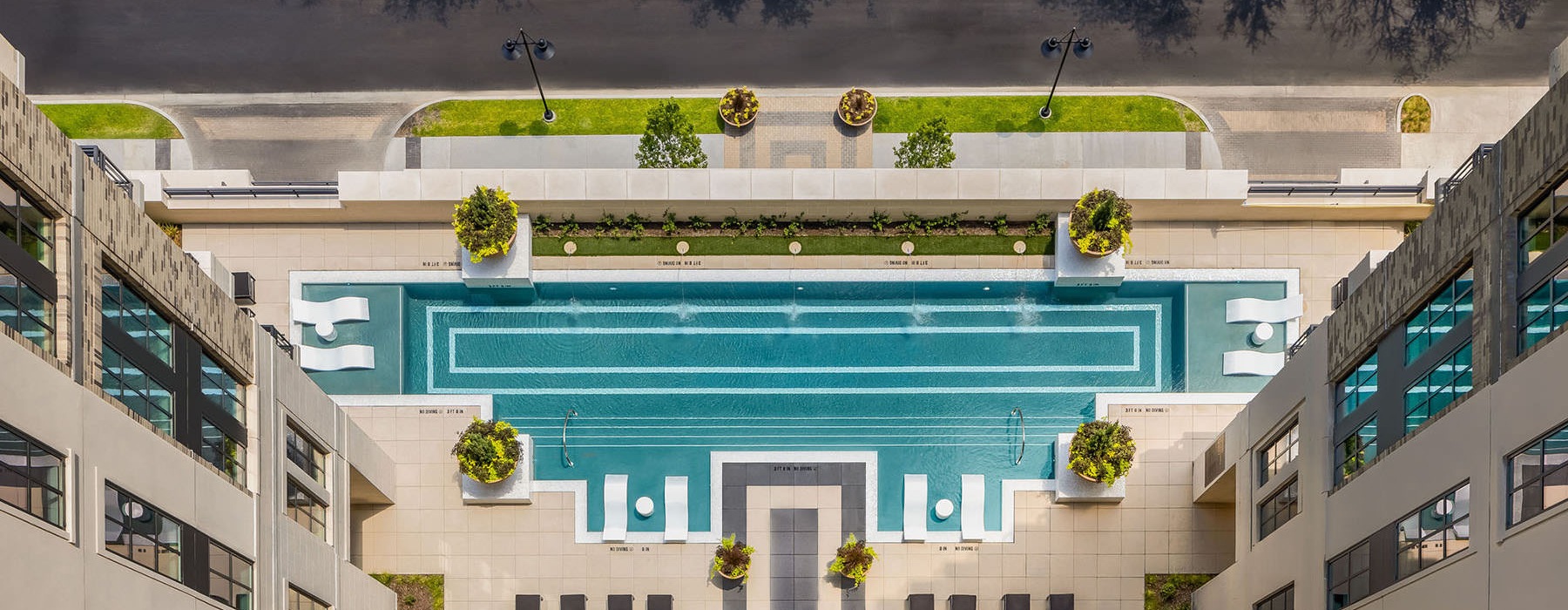 aerial view of a pool